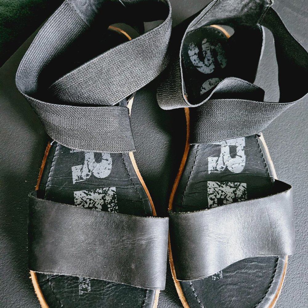 Black Leather Sorel Sandals